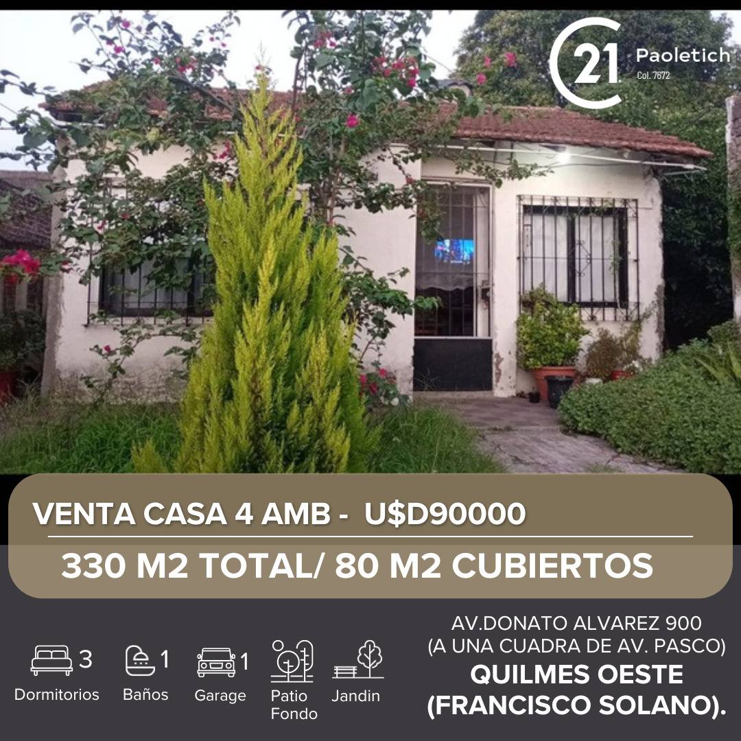 VENTA CASA 4 AMBIENTES CON LOTE GRANDE