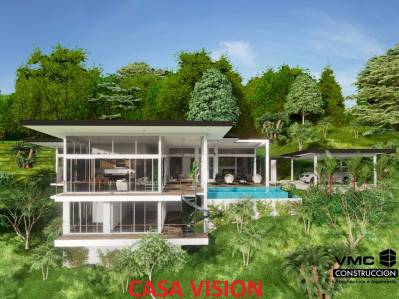 Una enorme propiedad con selva tropical, río y cascada con 2 casas de lujo con vistas a la montaña