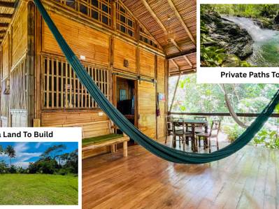 Retiro tropical en Ojochal con vistas al océano, cascada privada y potencial de expansión.